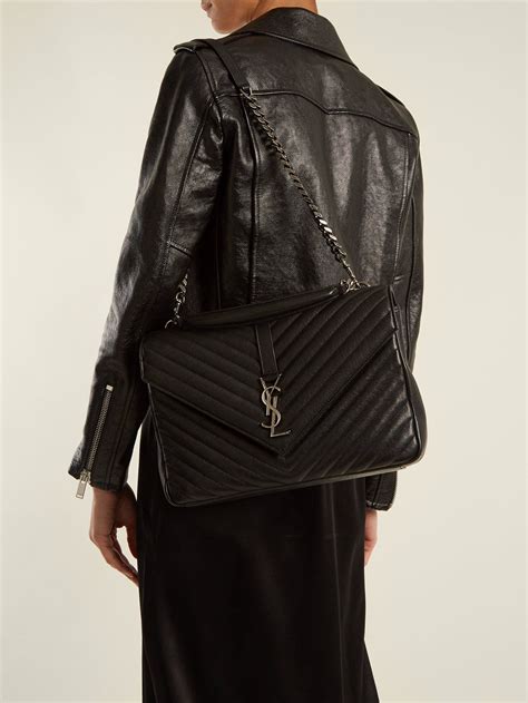 ysl college large grey|Saint Laurent College Large Flap YSL Shoulder Bag in Quilted .